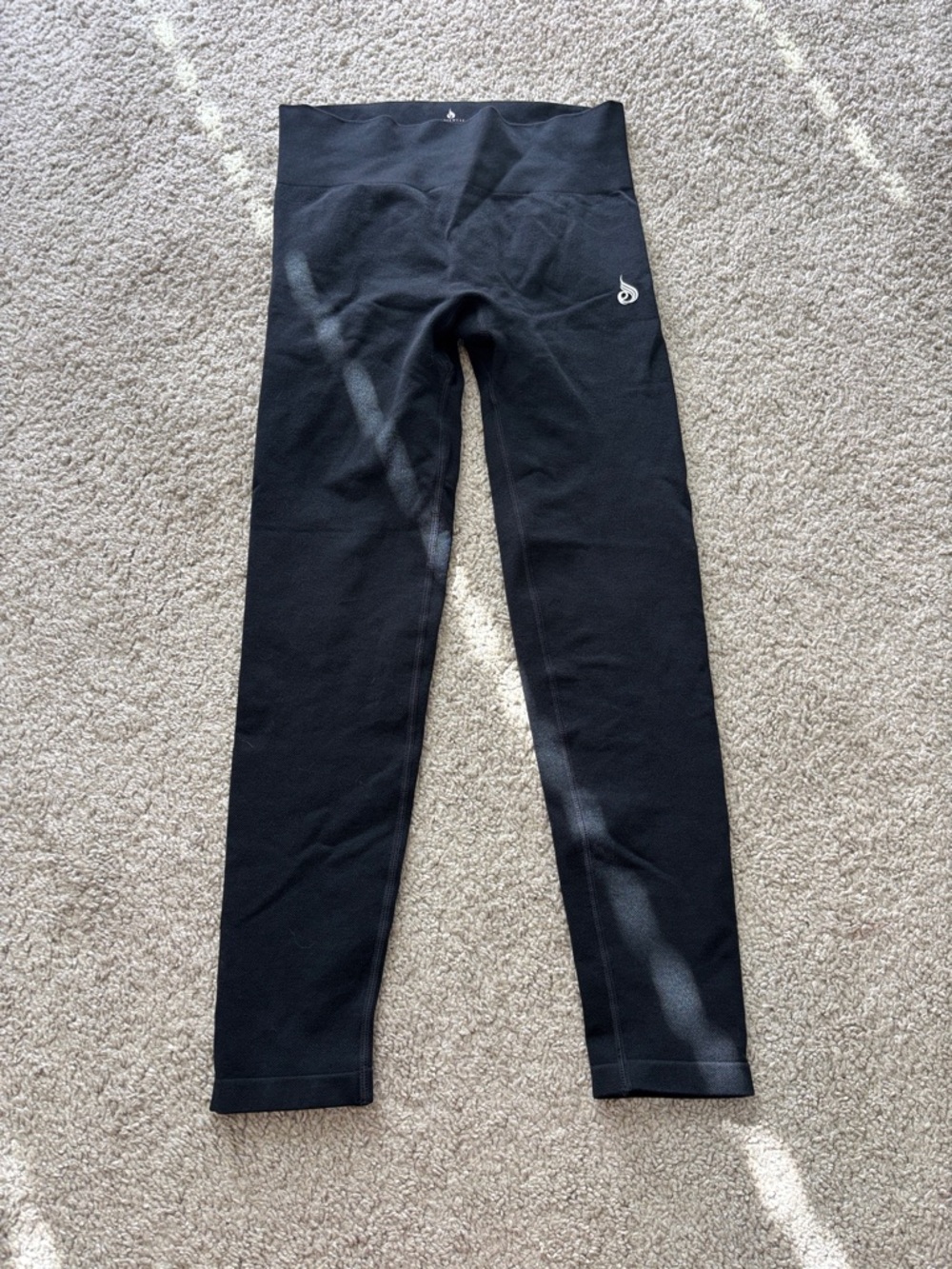 Ryderware black Leggings with Subtle Logo - Stretch Active Bottoms